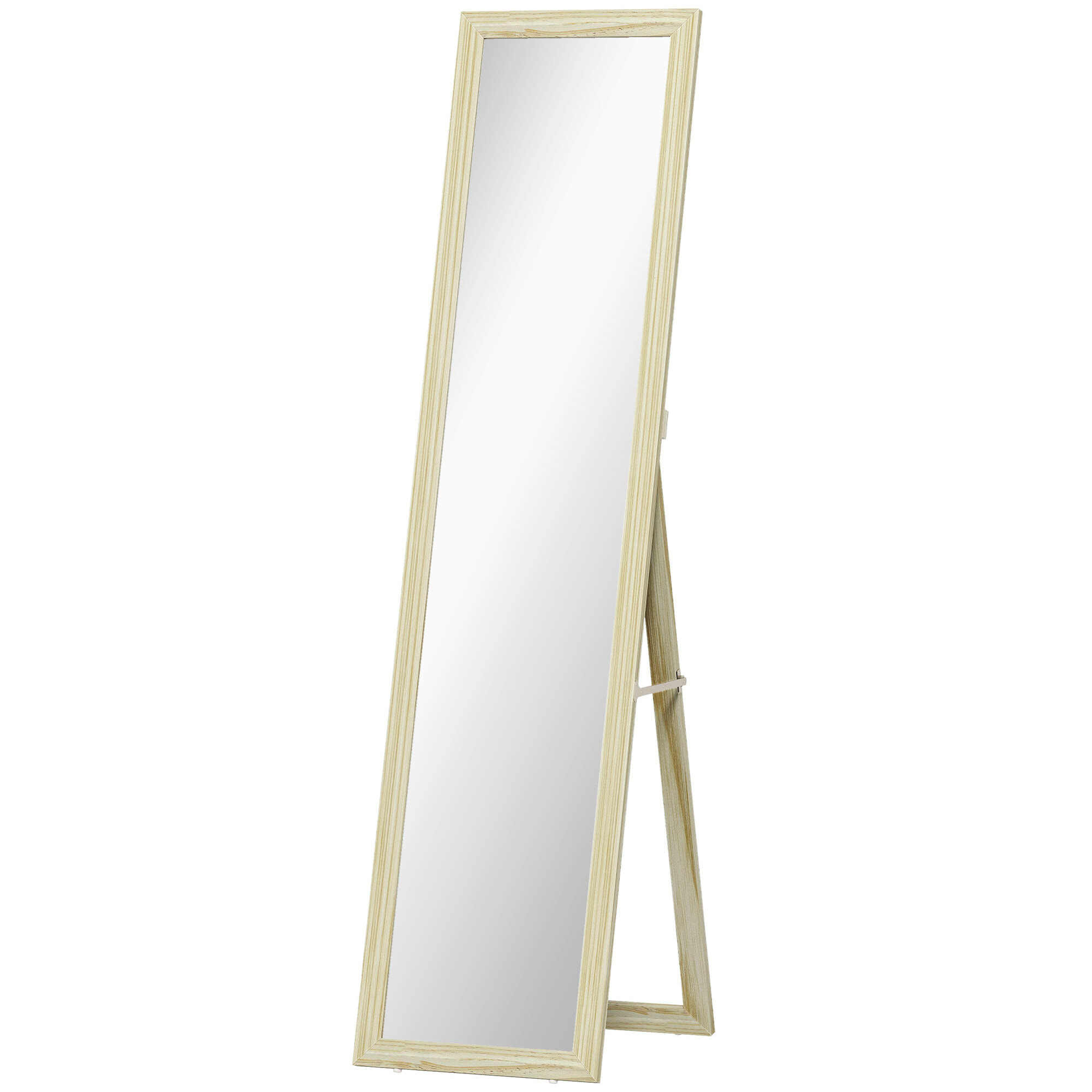 Miroir pleine longueur sur pied mural 154cm effet bois naturel