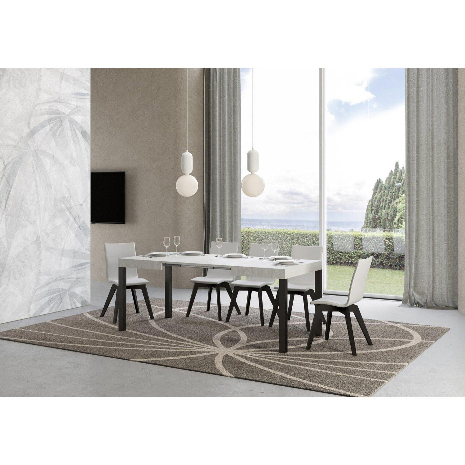 Tavolo allungabile 70x110/194 cm Everyday Bianco Frassino telaio Antracite