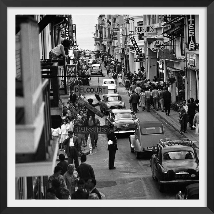 Affiche ville - Le Touquet en 1960 Affiche + cadre en bois - Noir