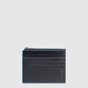 Piquadro Portacarte di credito in pelle con portamonete, schermato con protezione RFID