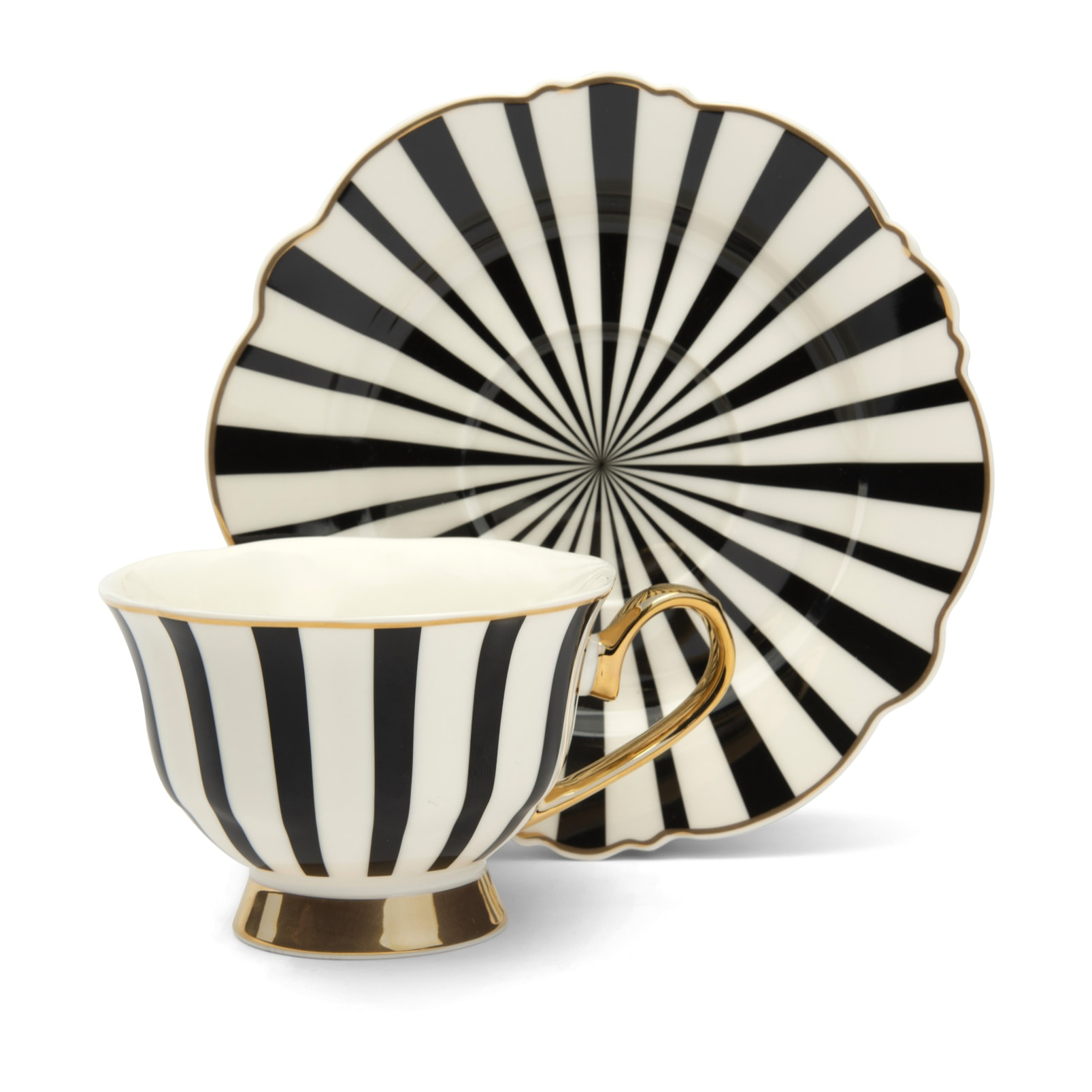 Set 4 Tasses à Thé avec Soucoupes Excelsa – Alice, New Bone China Multicolore