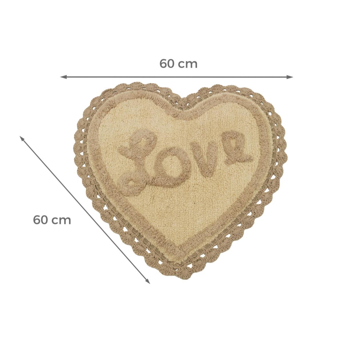 Tappeto Bagno A Forma Di Cuore Love Con Lace Beige Caffelatte