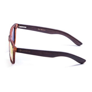Gafas de sol LENOIR BIARRITZ TREE - De brazo marrón bambú con montura marrón y / Revo azul