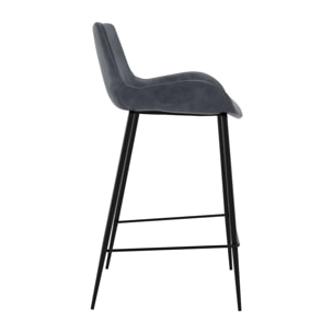 Lot de 2 chaises pour îlot central 65 cm en synthétique gris/noir - Pirata