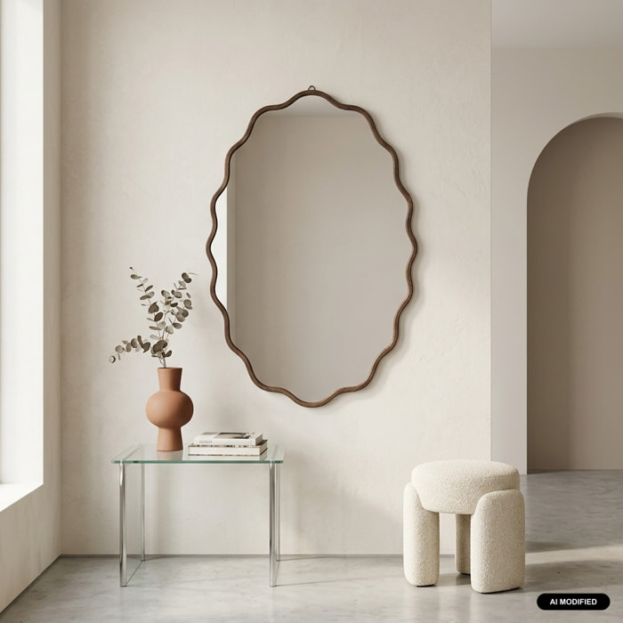 Miroir organique décor bois 90cm BRUNO