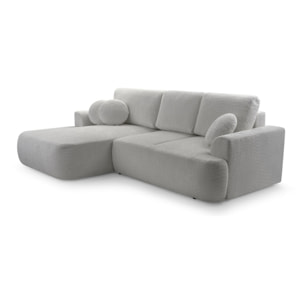 Candela - canapé d'angle gauche 4 places - convertible avec coffre - en tissu bouclette - Gris