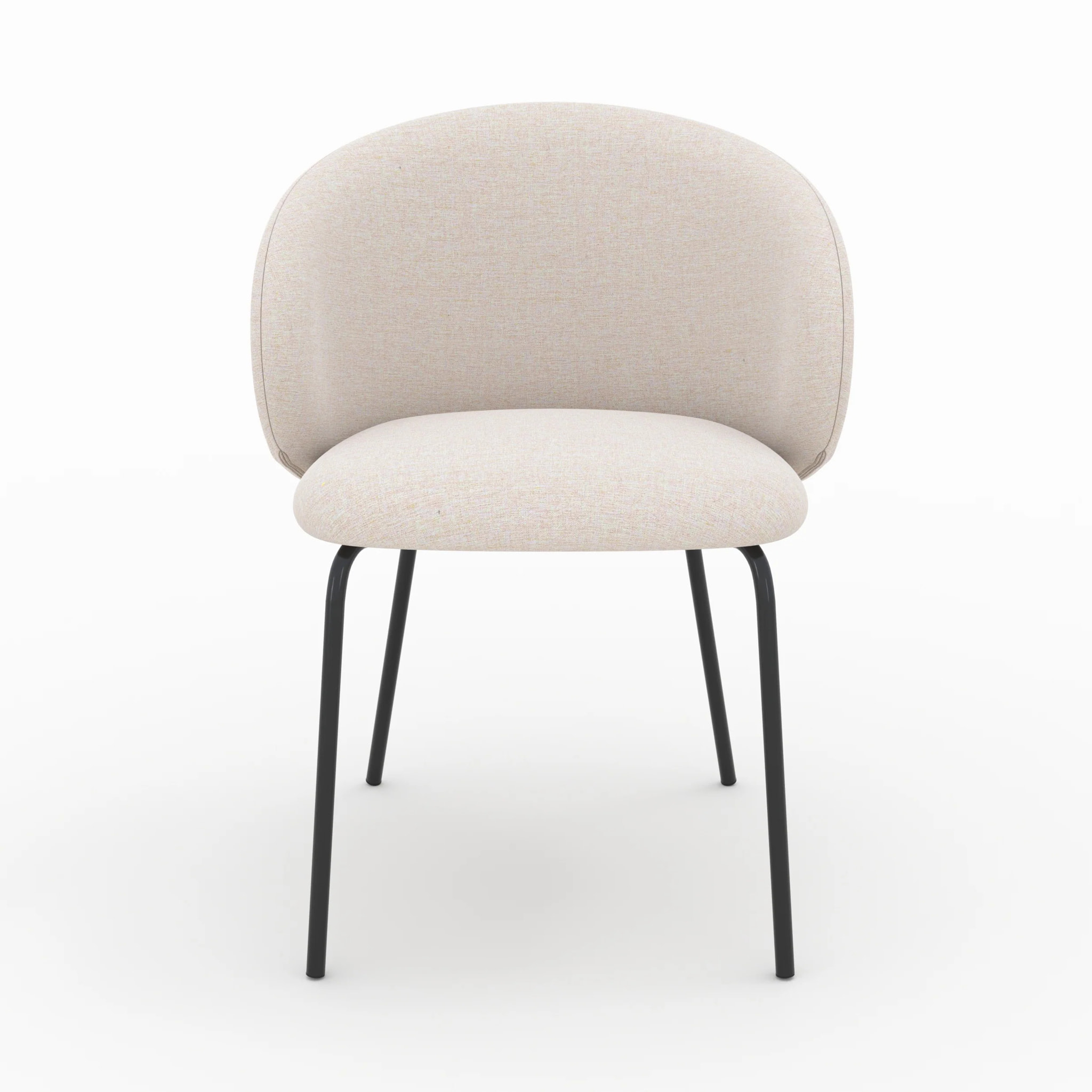 Lot de 2 chaises en tissu beige et pieds en métal noir - Victoria