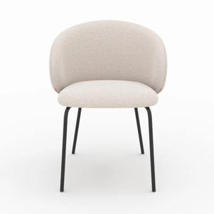 Lot de 2 chaises en tissu beige et pieds en métal noir - Victoria