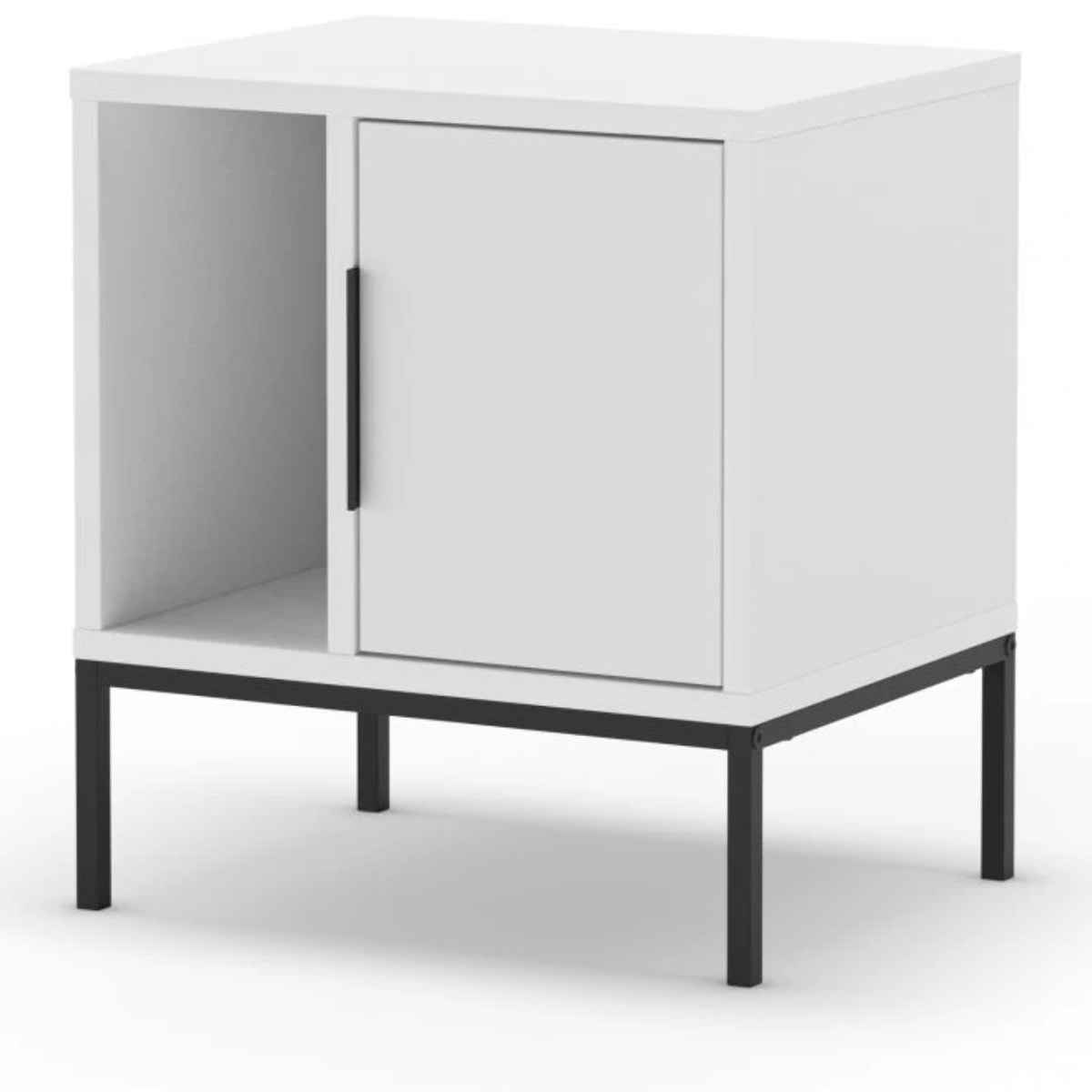 Mesita de noche de 1 cajón y 1 estante en blanco y negro 45x50 cm Brik Blanco Negro