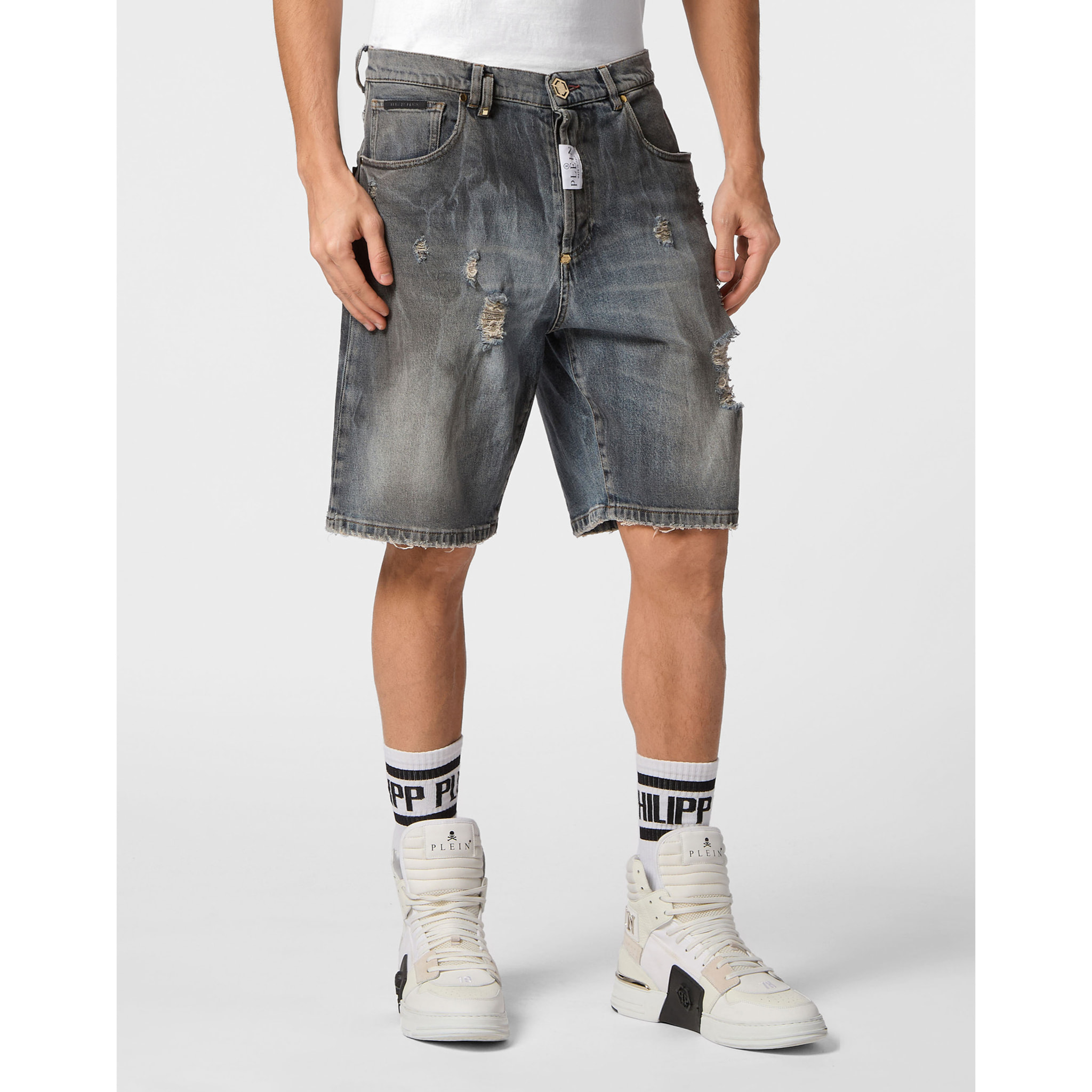 PHILIPP PLEIN DENIM SHORTS