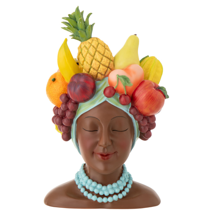 J-Line Cache-pot Femme avec Fruits - polyrésine - multicolore