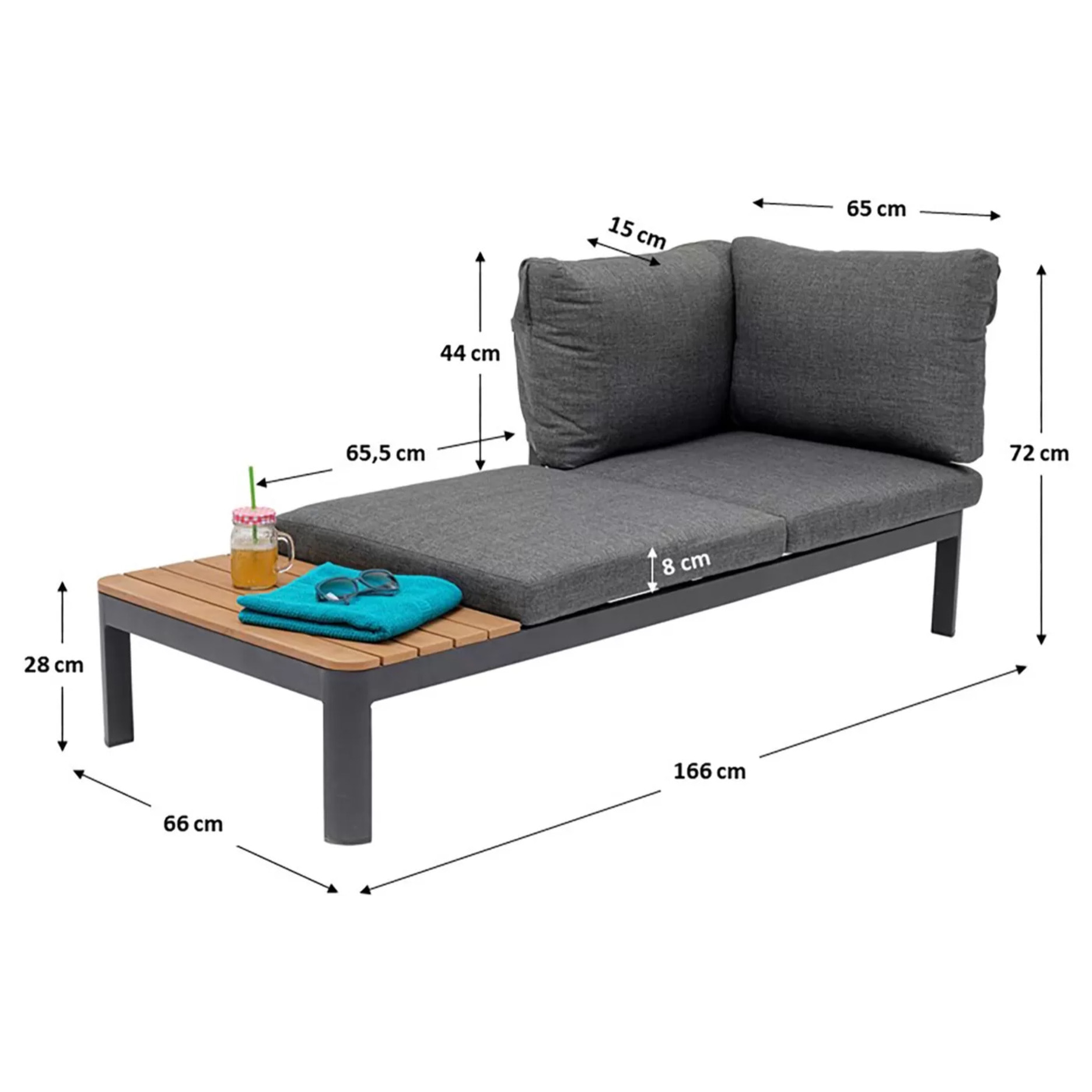 Assise de jardin Happy Day grise droite Kare Design