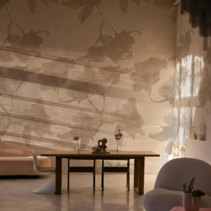 Carta da Parati Floreale Astratta in Tonalità Beige