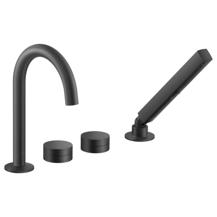 Mitigeur baignoire mécanique sur gorge Grands Boulevards noir mat + pommeau de douche 2 jets + corps encastré