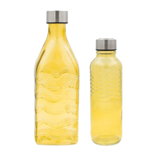Lot de 2 bouteilles jaunes en verre coloré, GLOUPOP