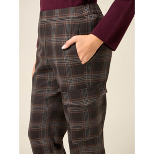 Oltre - Pantaloni cargo check - Marrone