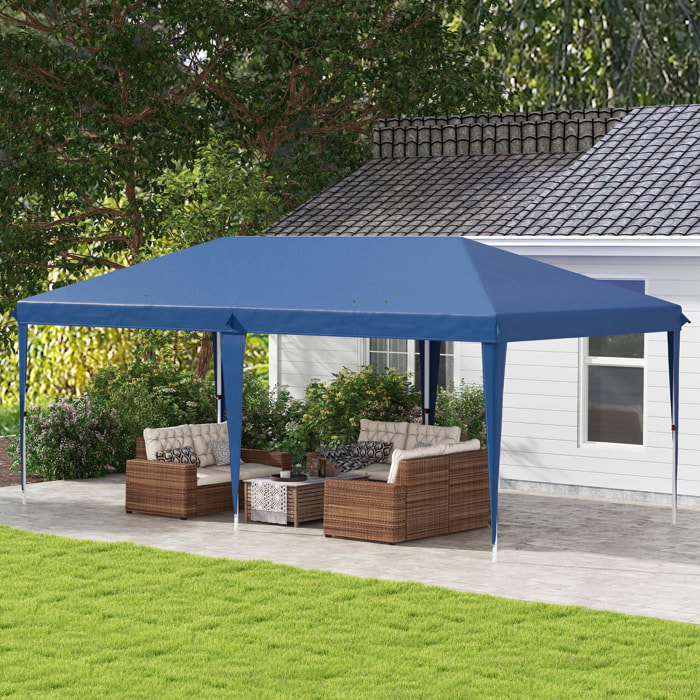 Carpa Plegable 6x3 m Cenador de Jardín con Altura Ajustable en 3 Niveles Bolsa de Transporte Anti-UV y Marco de Acero Carpa de Jardín para Patio Terraza Azul