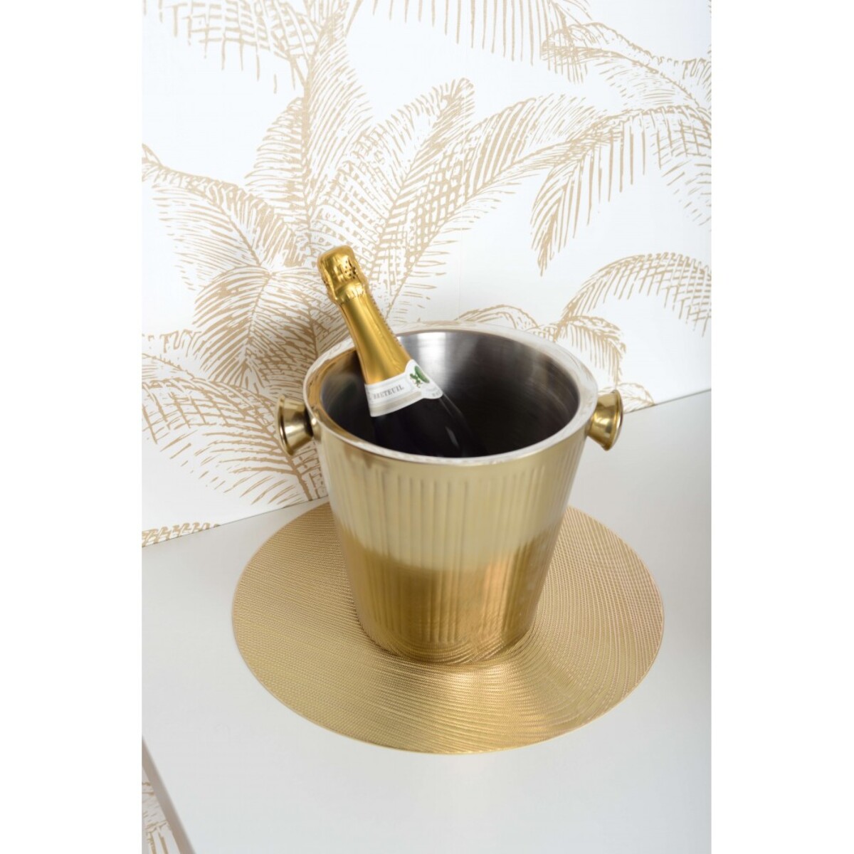 Seau à champagne doré à motif côtelé