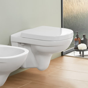 Pack WC sans bride O novo avec abattant frein de chute + bâti Viconnect PRO + plaque noir mat  + Tabouret bois