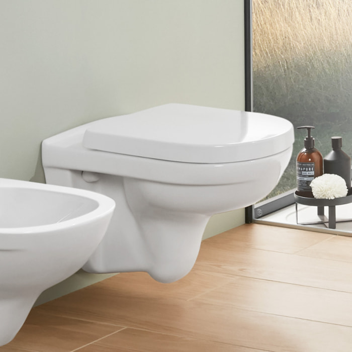 Pack WC sans bride O novo avec abattant frein de chute + bâti Viconnect PRO + plaque noir mat  + Tabouret bois