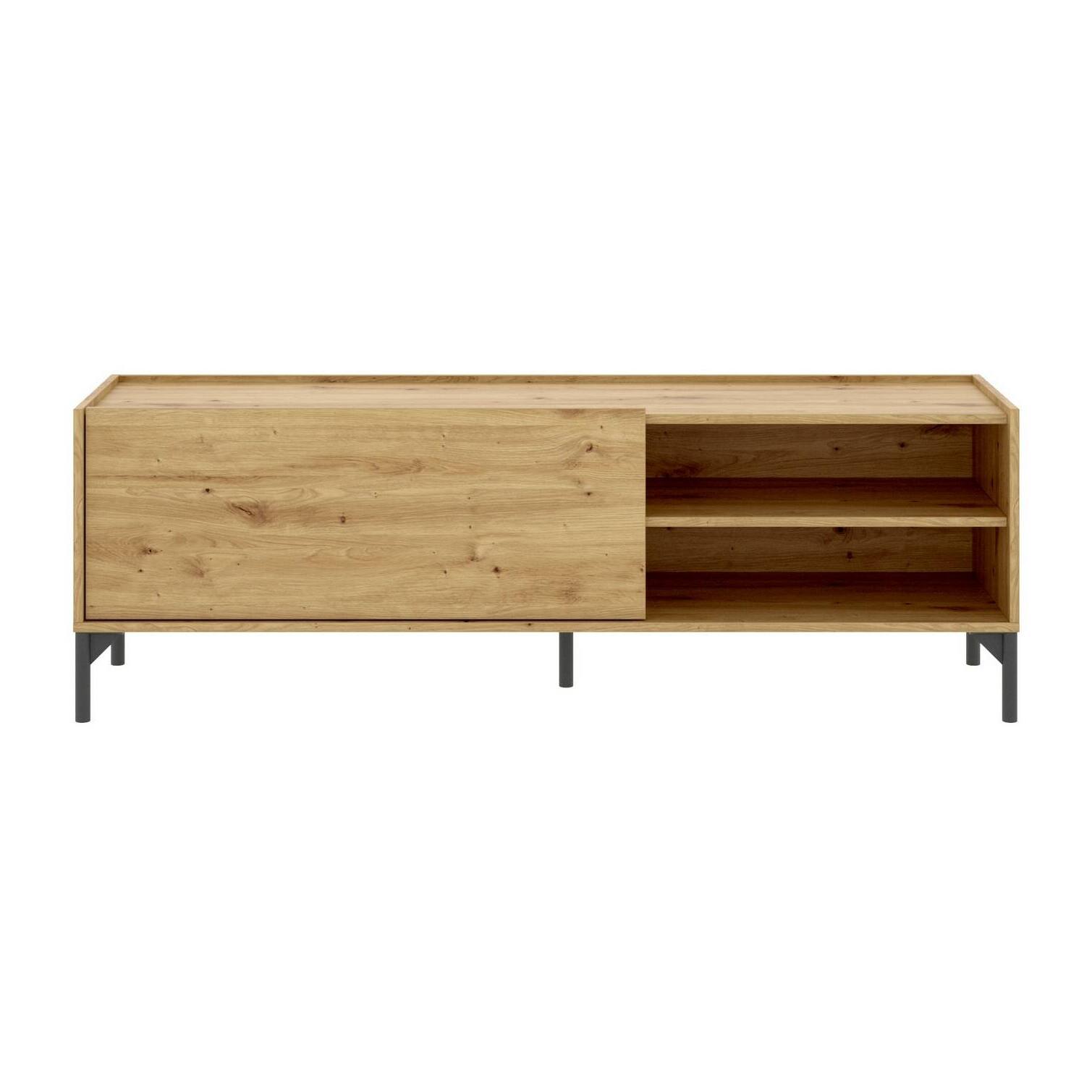 Mobile porta TV Asinara, Credenza bassa da soggiorno, Madia da salotto per televisione, 155x43h47 cm, Rovere Nodi