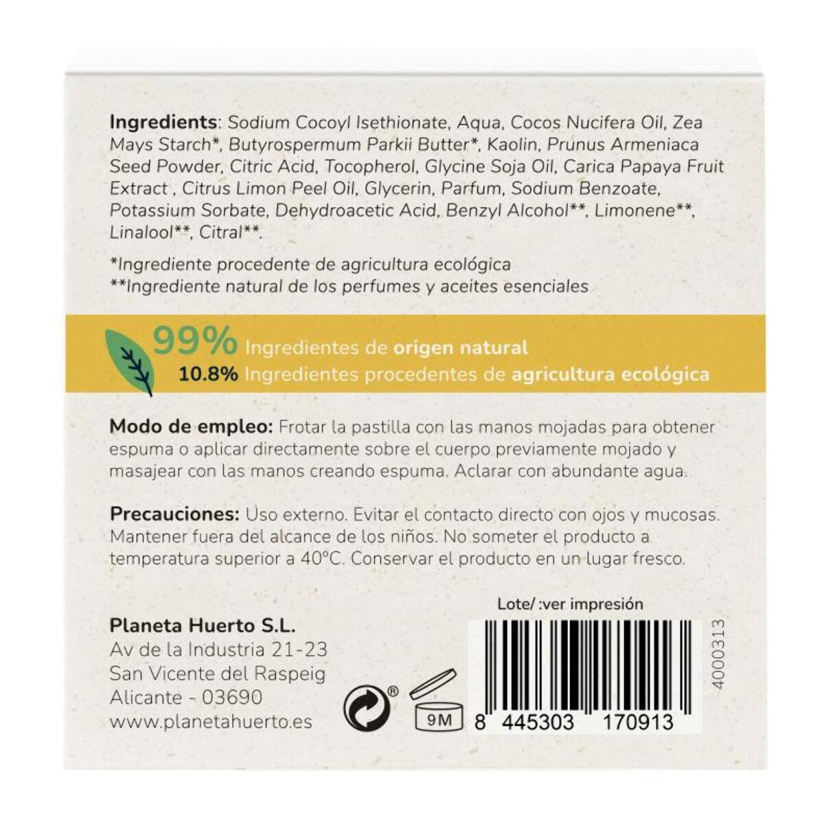 Jabón exfoliante con extracto de Papaya Planeta Huerto 85 gr