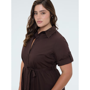Fiorella Rubino - Vestito chemisier Power con balze - Marrone