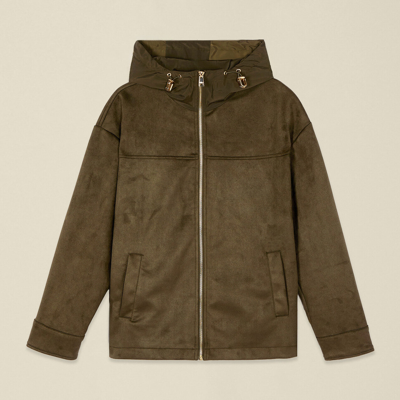 Oltre - Chaqueta con capucha y cremallera - Verde militare