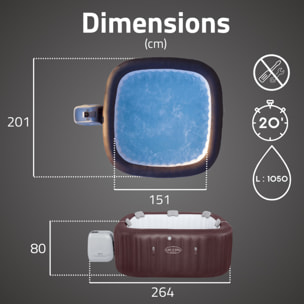 Bestway Spa gonflable carré Lay-Z-Spa Maldives Smart Luxe HydroJet Pro avec WiFi 5-7 personnes