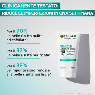 Trattamento Viso Argilla Anti-Brufoli 3in1 Maschera Scrub Detergente PureActive con Acido Salicilico e Niacinamide - Flacone da 150ml