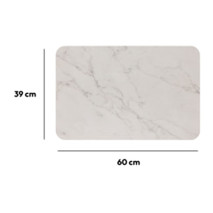 Tapis diatomite 39x60cm "Lea" blanc effet marbre