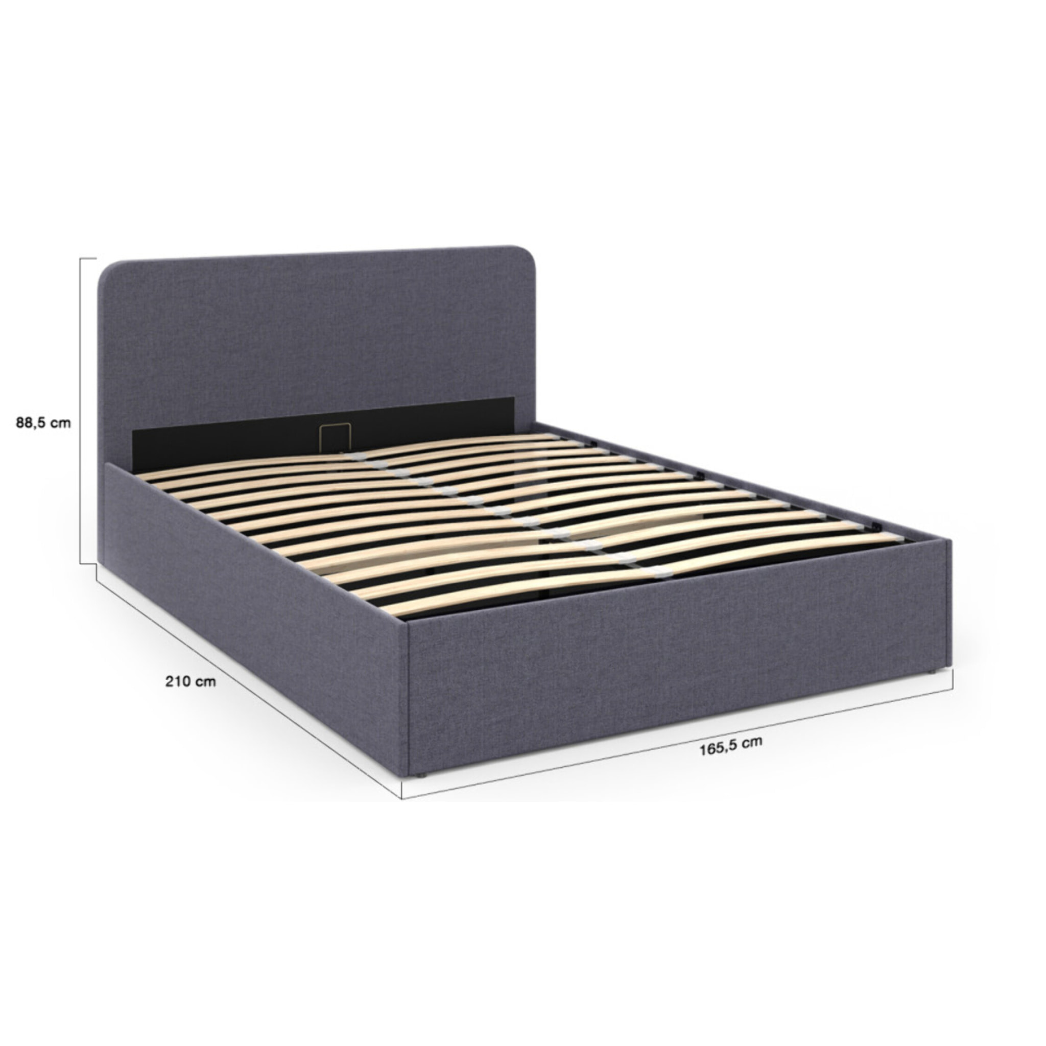 Lit avec tete de lit arrondie Louise - Gris
