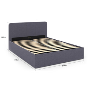 Lit avec tete de lit arrondie Louise - Gris