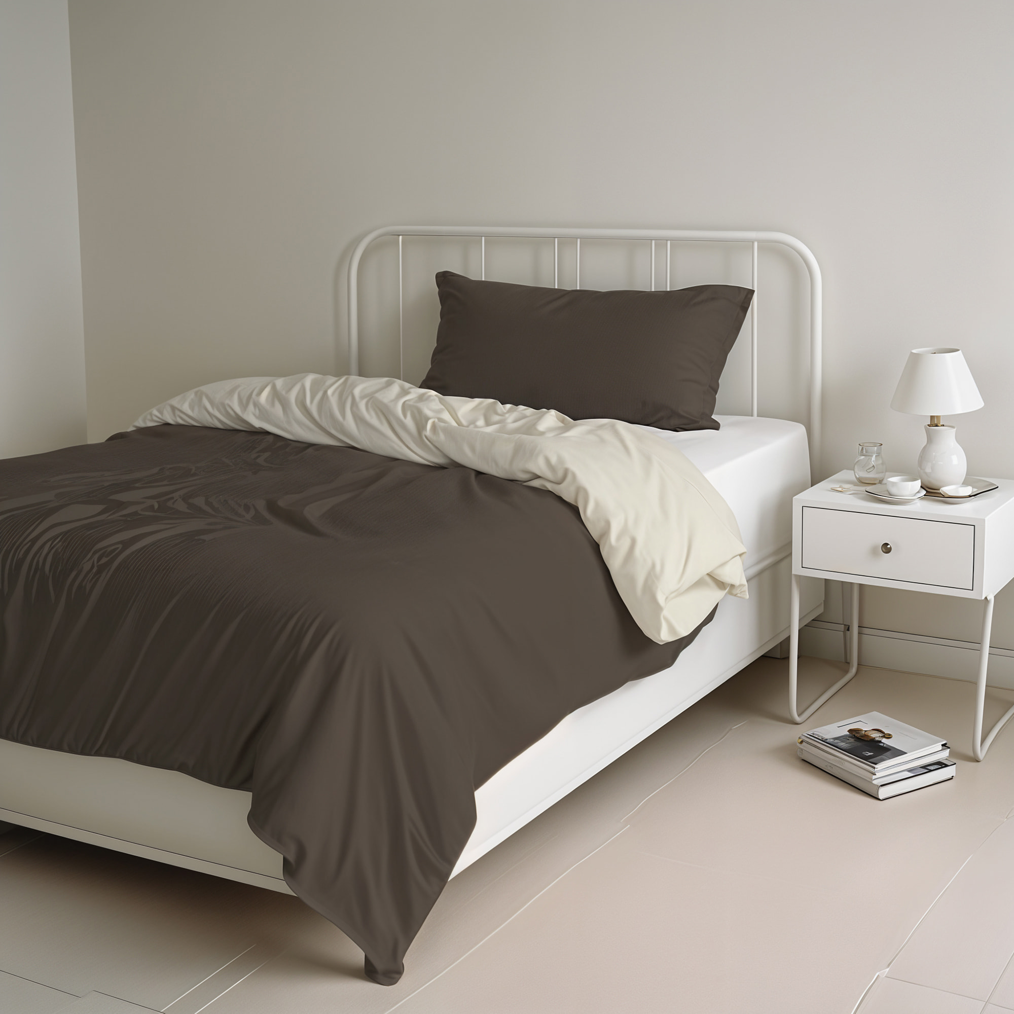 PARURE COPRIPIUMINO NATURAL COLOR SINGOLO - 100% COTONE MADE IN ITALY