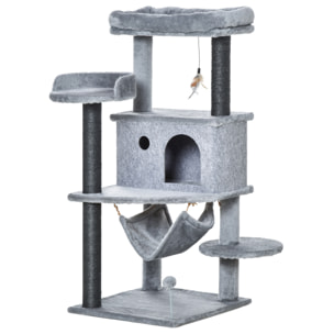 árbol Rascador para Gatos 48x48x107 cm con Cueva de Fieltro Desmontable y Hamaca