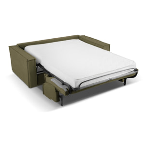 Canapé convertible "Olympe" 4 places en tissu structurel vert olive foncé