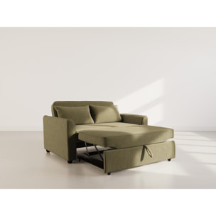 Ernest - Canapé droit 2 places convertible en velours côtelé - Vert