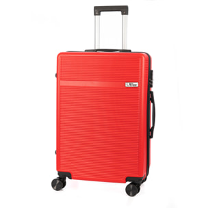 DAM Valigia media trolley rigida ultraleggera, in ABS ad alta resistenza. Chiusura numerica e 4 ruote doppie rimovibili e girevoli a 360°. 42x25x65 Cm. Colore: Rosso