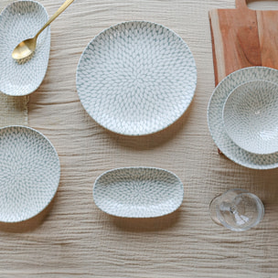 Lot de 6 assiettes ovales à motif en porcelaine 19cm JASMIN
