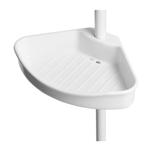 MSV Etagère de douche d'angle auto-portée 125-245cm Blanc telescopique - Sans perçage - 4 tablettes