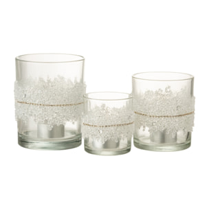 J-Line photophore Glace Diamant Lignes - verre - transparent - large