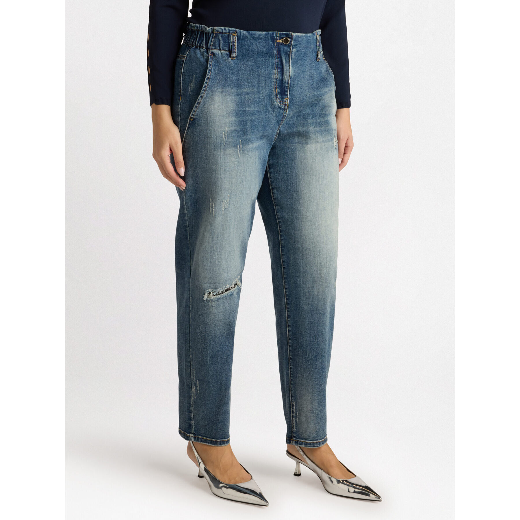 Fiorella Rubino - Jeans balloon con strappi - Blu