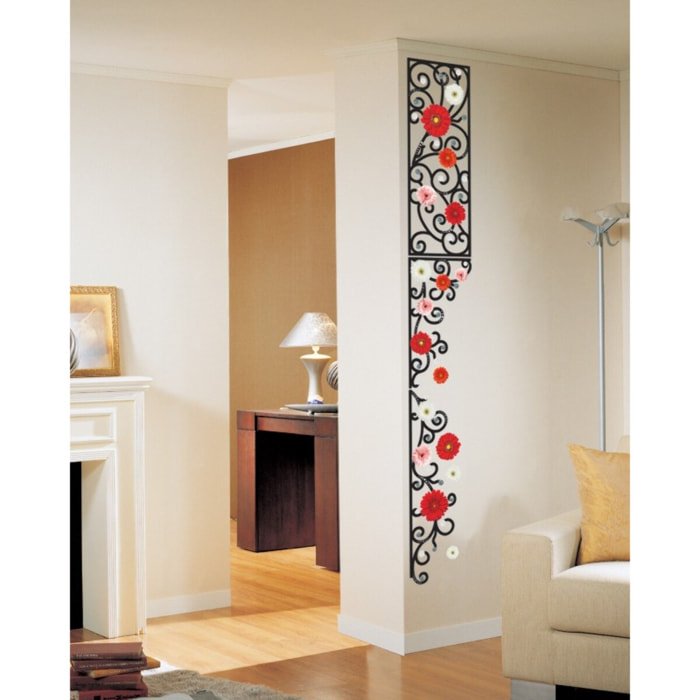 Stickers Muraux décoration adhésifs fleurs en frise