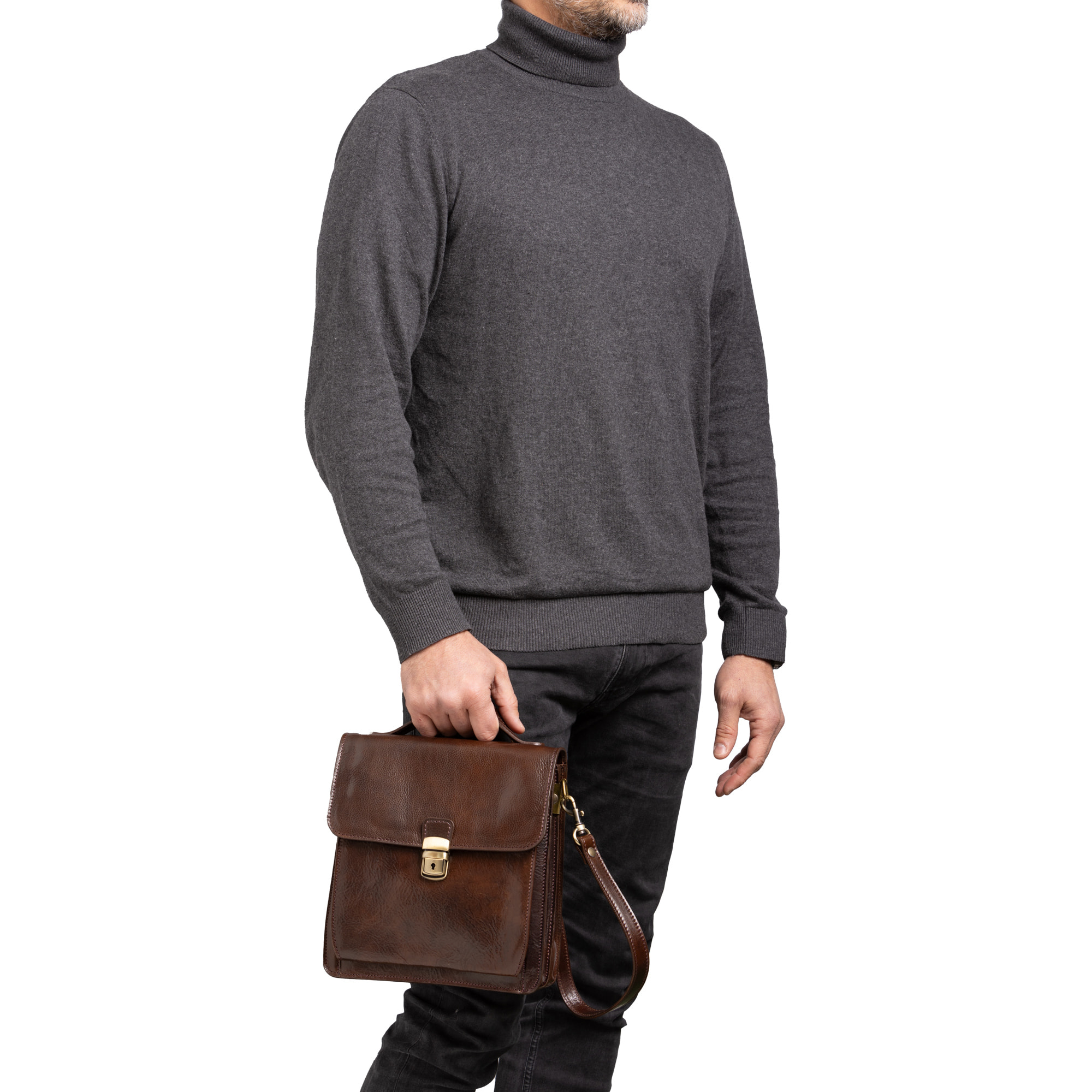 Borsa a tracolla  da uomo In Vera pelle Made in Italy 26x23,5x9 cm