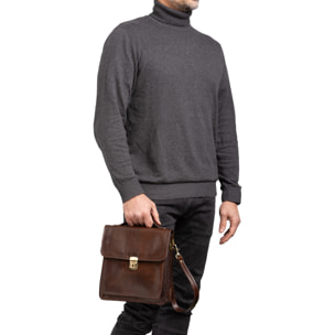 Borsa a tracolla  da uomo In Vera pelle Made in Italy 26x23,5x9 cm