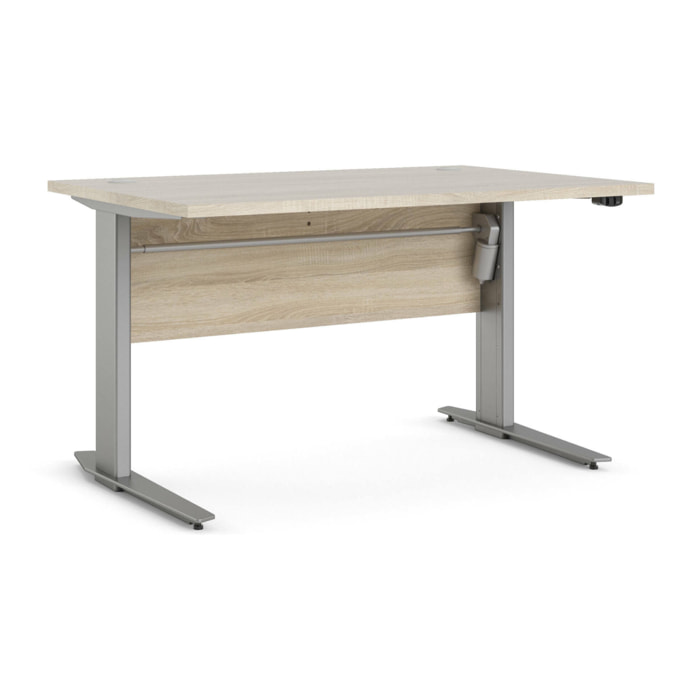 Scrivania Alfango, Scrittoio multiuso, Tavolo per ufficio porta PC, Piano di lavoro, 120x80 h75 cm, Grigio e Quercia
