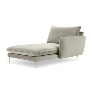 Méridienne droite "Vienna" en velours beige