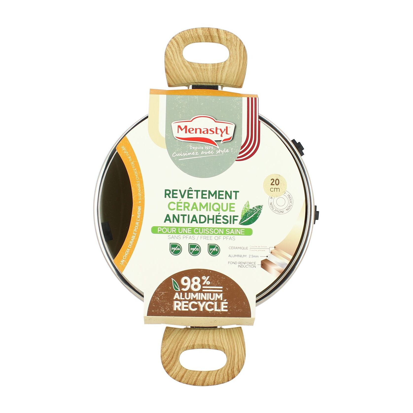 Faitout en revêtement céramique 20cm crème - tous feux COLORAMA