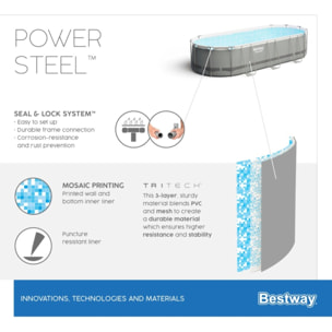 Bestway Piscine hors sol tubulaire ovale Bestway Power Steel 549 x 274 x 122 cm gris