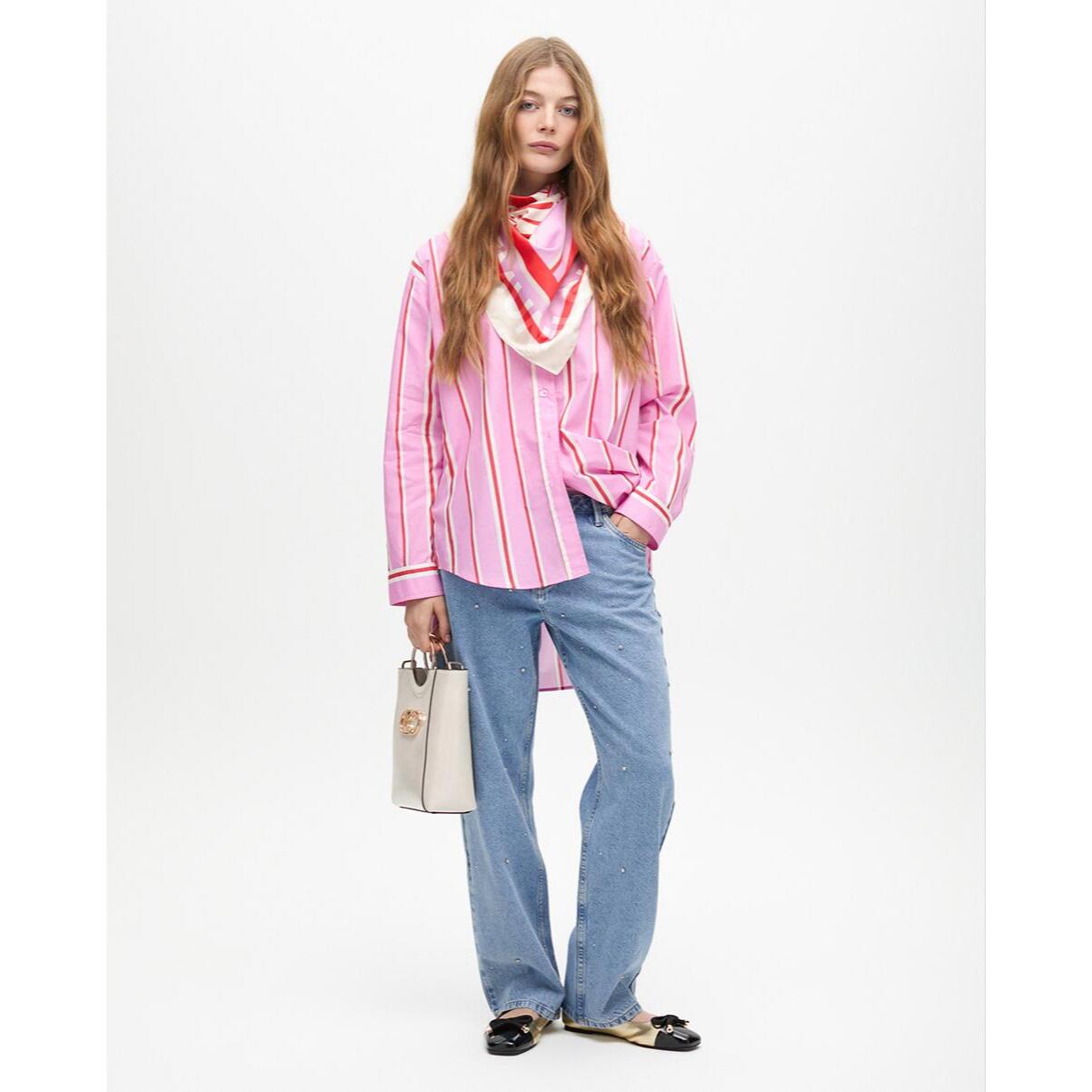 Camicia Oversize in Popeline a Righe
